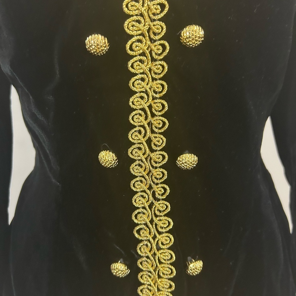 Vintage military inspired black velvet with gold trim accents and buttons - Picture 10 of 15